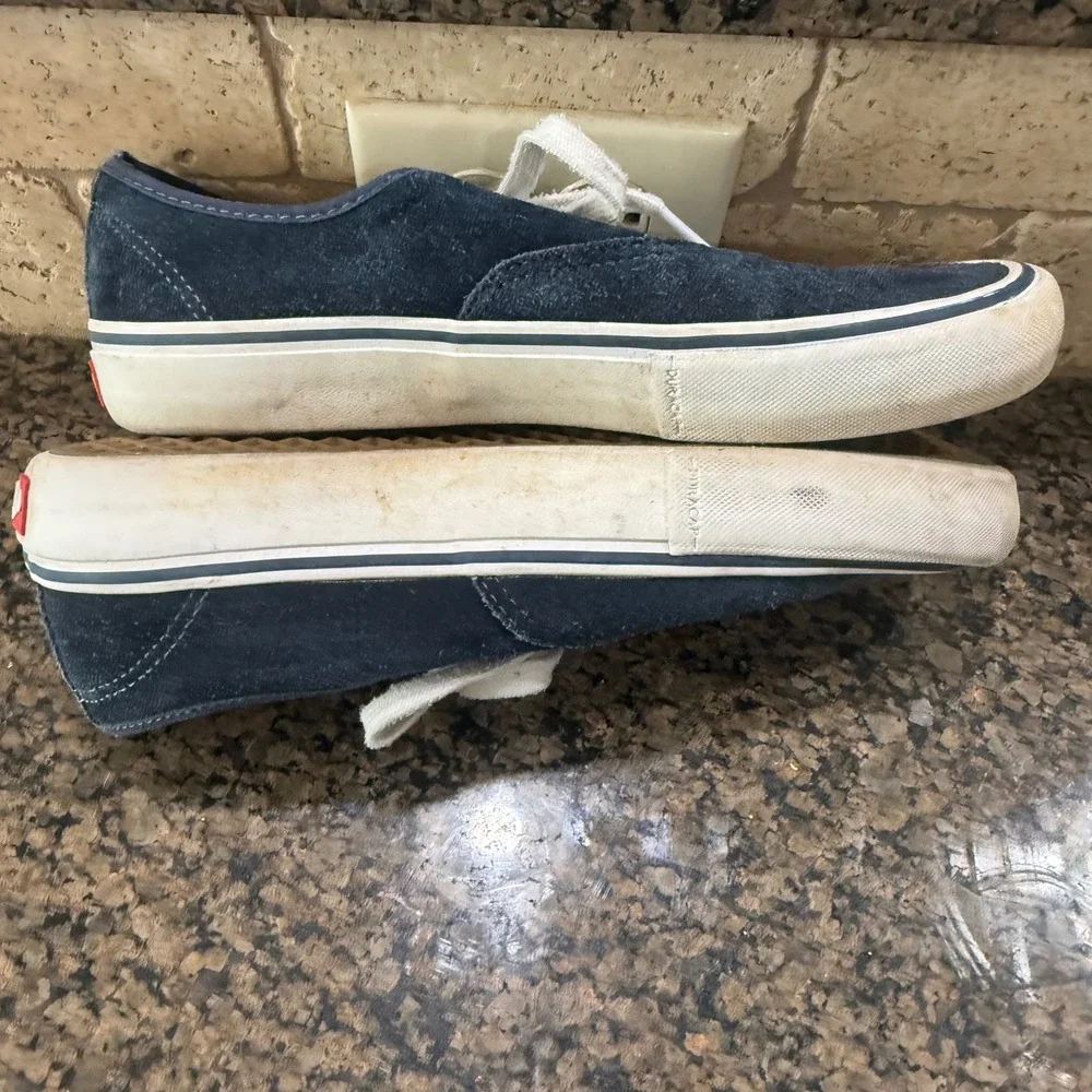 Vans Authentic Pro Navy Blue Suede Low Top Skateboard Shoes Mens 8